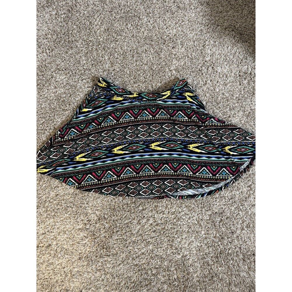 Rue21 Skater Skirt XL Tribal Aztec Print Black Stretch Cotton Tear Waist